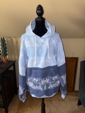 Free People Hoodie in Light & Dark Blue